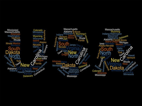 USA word cloud travel concept made with words all states names