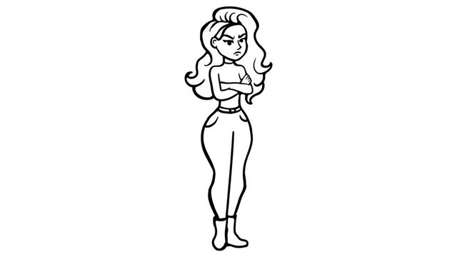 Girl Angry whiteboard animation 4K footage