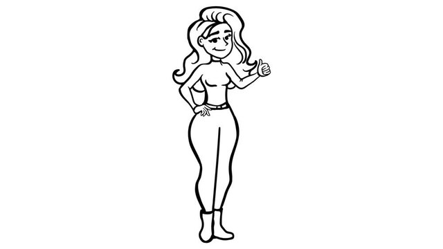 Girl Cool whiteboard animation 4K footage