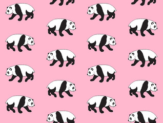 Vector seamless pattern of hand drawn doodle sketch panda isolated on pink background 