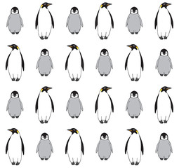 Vector seamless pattern of hand drawn doodle sketch emperor penguin with baby isolated on white background © Sweta