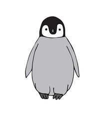 Vector hand drawn doodle sketch baby penguin isolated on white background
