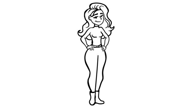 Girl Standart whiteboard animation 4K footage