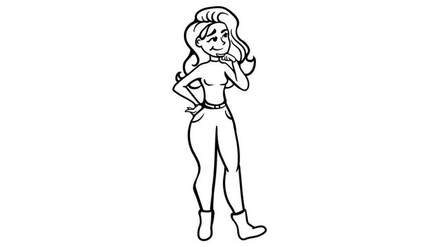 Girl Thought whiteboard animation 4K footage
