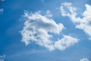White clouds in blue sky for background