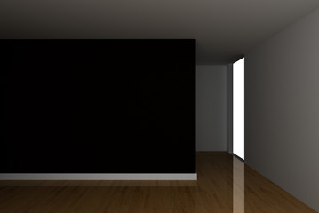 Empty home interiors, copy space mockup illustration, original 3d rendering