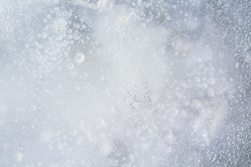 Bluish ice. Top view. Close-up.