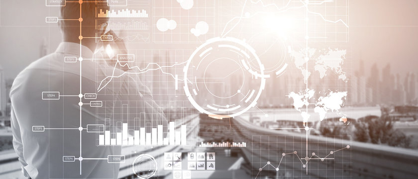 BI Key performance indicator KPI Analysis dashboard transparent blurred background. Business intelligence