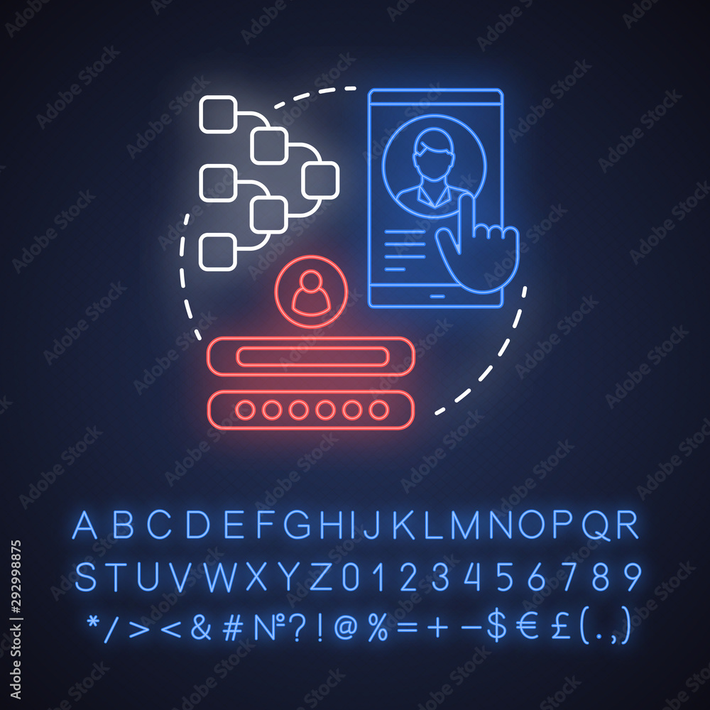 Poster add multiple accounts neon light concept icon. create user profile idea. webpage registration. socia