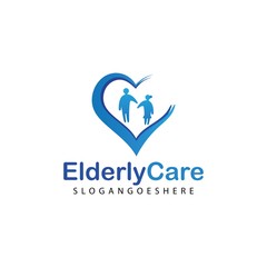 Elderly healthcare heart shaped logo. Nursing home sign