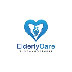 Elderly healthcare heart shaped logo. Nursing home sign