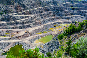 View on a cliffs in a granite quarry