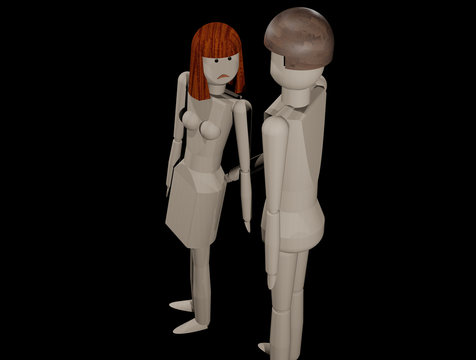 Ein Mann begrapscht eine Frau (3D Illustration)