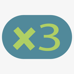 Illustration of cartoon x3 vector symbol. Three times more bonuses.