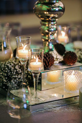 Christmas table setting. Holiday Decorations. Christmas background with an empty plate. decorations for the New Year's table. Concept Christmas, new year,food.