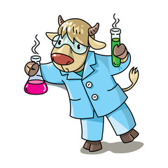 Cow chemist ABC. Alphabet C for kids