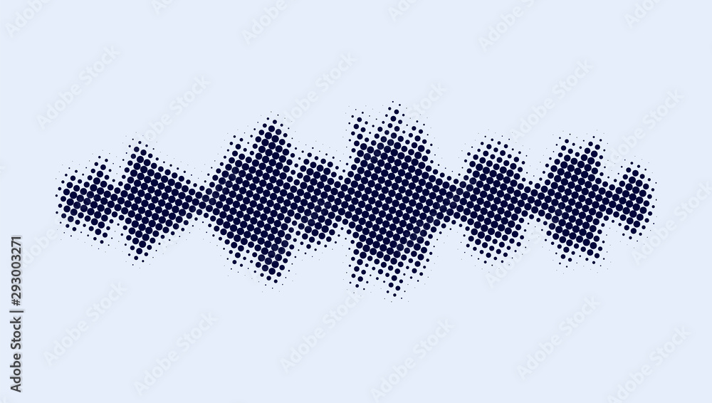 Poster Abstract Monochrome printing raster. Sound wave equalizer. Abstract vector halftone background. Modern texture from points. Vector illustration 