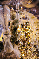 Christmas table setting. Holiday Decorations. Christmas background with an empty plate. decorations for the New Year's table. Concept Christmas, new year,food.