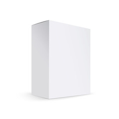 White Product Cardboard Package Box isolated on white background.  Vector illustration