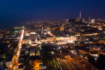 Fototapeta na wymiar Aerial view of the night cityscape