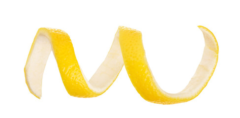 Lemon peel isolated on white background without a shadow. Healthy food