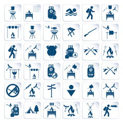 Set of travel and camping equipment icons