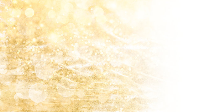 Golden Christmas background banner with festive shiny sparkles and twinkling bokeh