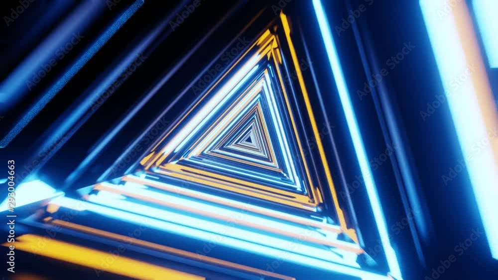 Poster abstract technology tunnel with glowing neon seamless loop