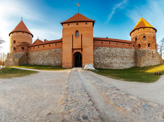 Fototapeta na wymiar Trakai castle in Lithuania during sunset. One of the most popular tourism objects in Lithuania.