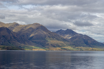 Fototapeta na wymiar View of lake Wakatipu from a boat, Queenstown