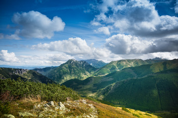 Tatra Mountains in Poland - view from Grzes summit over to Slovakia