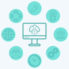 Computer virus vector icon sign symbol