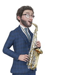 professor cartoon playing saxophone