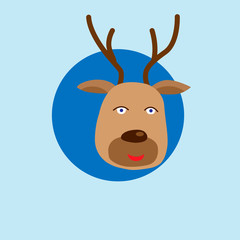 Christmas image from christmas deer. Avatar Rudolf on your phone screen or in chat. Vector illustration for holiday design web banners website or greeting cards