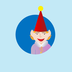 Christmas image from Santa's Elf. Avatar Santa's elf on your phone screen or in chat. Vector illustration for holiday design web banners website or greeting cards