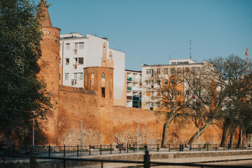 Medieval defense walls of the town of Goleniow, Poland