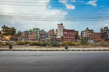 Obraz premium Colourful buildings and blue sky in Kathmandu , the capital of Nepal. 