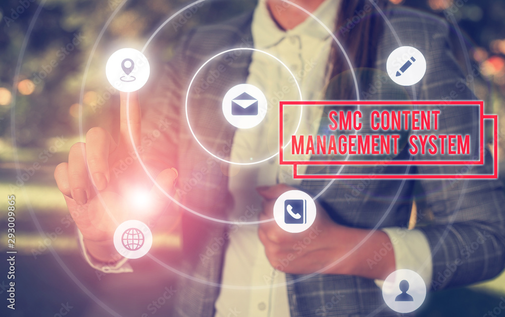 Poster handwriting text writing smc content management system. conceptual photo analysisgae creation and mo