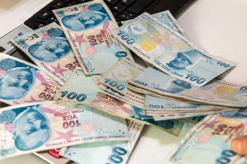 Obraz na płótnie Canvas Turkish Lira, Turkish Money ( Turkish Turk Parasi Lira)
