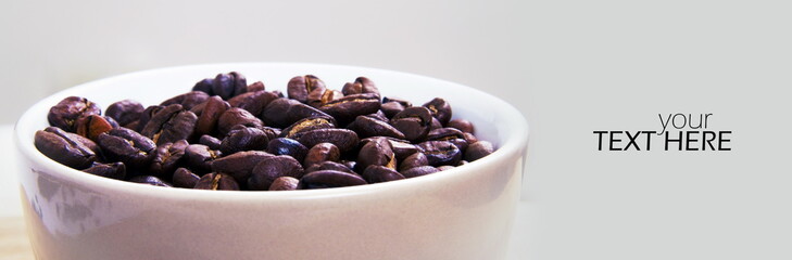 Coffee beans with the copy space