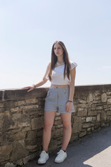 Portrait of a young entrepreneur influencer at the park in Bergamo, Italy