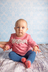 Fototapeta premium Portrait of adorable baby girl. Childhood