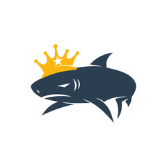 Shark King logo design vector isolated illustration template