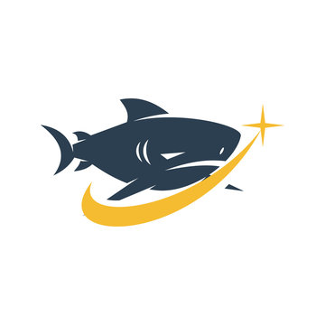 Shark Way Success logo design vector isolated illustration