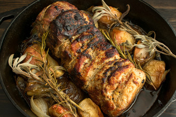 Roasted Pork Loin with Apples and Herbs