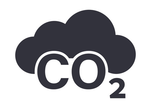 CO2 cloud symbol grey flat icon