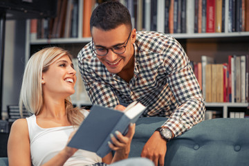 Students studying in the school library