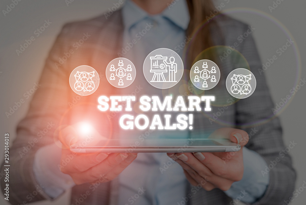 Poster conceptual hand writing showing set smart goals. concept meaning list to clarify your ideas focus ef