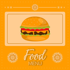 Food menu with a burguer - Vector illustration
