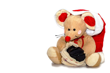 toy rat as a symbol of the two thousandth year on a white background